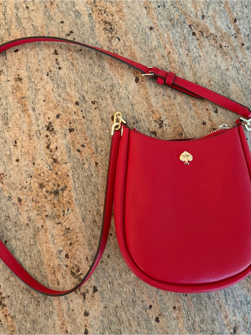 kate spade Red Pebbled Leather Saddle Crossbody